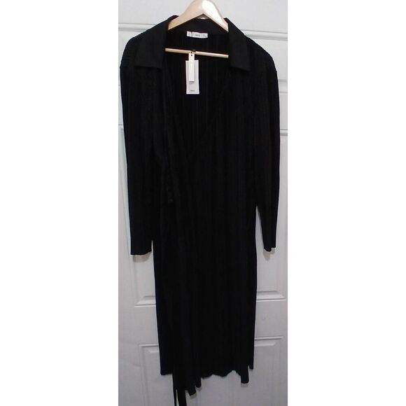 Mng EXCLUSIVE COLLECTION womens large maxi wrap dress pleated black stretch - Picture 1 of 7